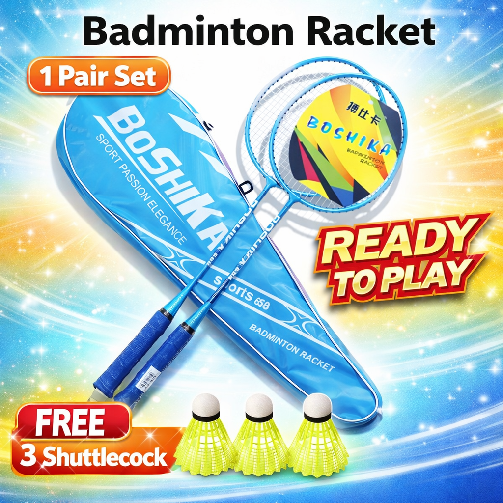 2 PCS Badminton Racket Badminton Racquets Set Double Rackets ( FREE ...