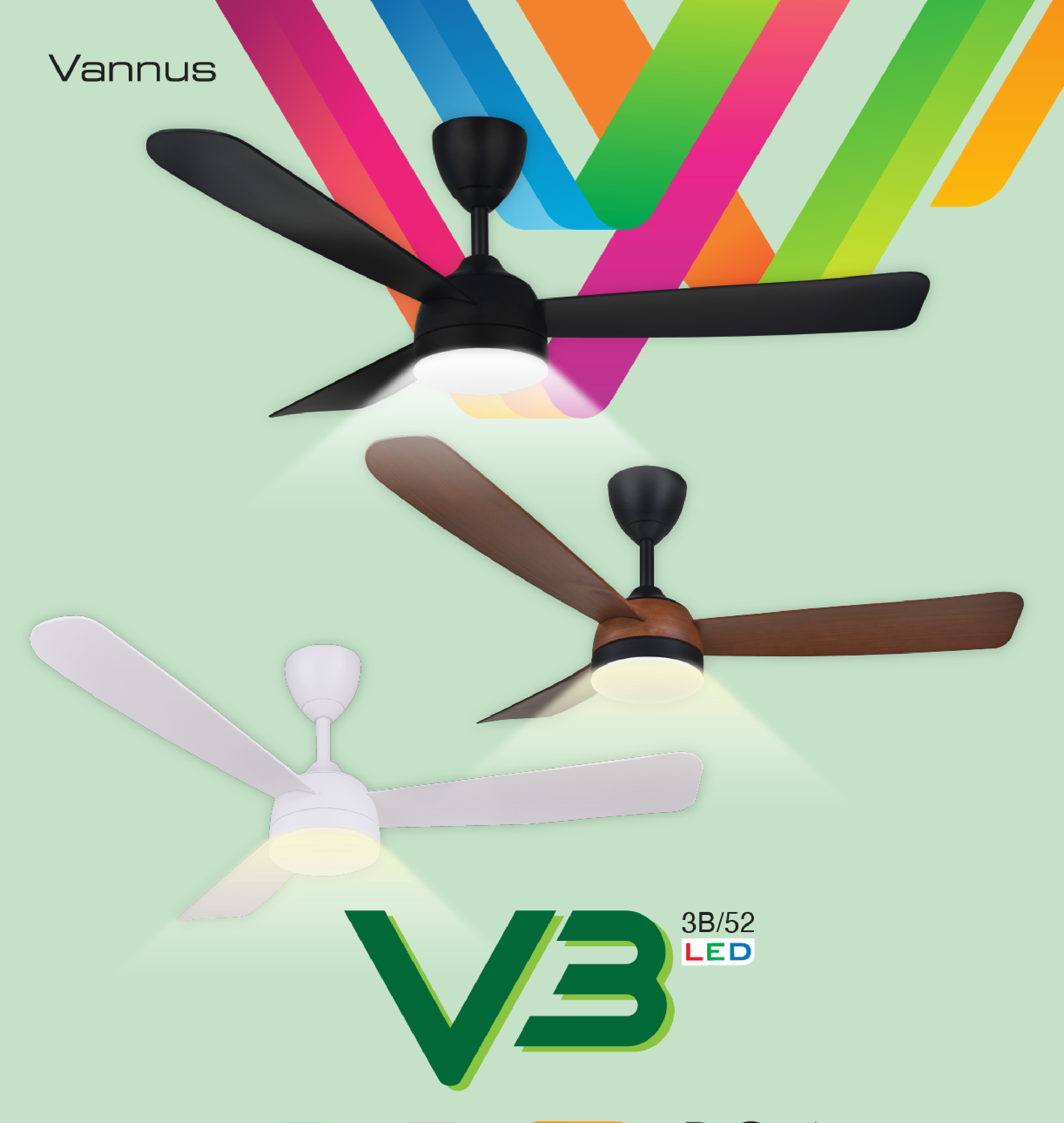 ALPHA Vannus V3 LED 3B DC Motor Ceiling Fan with 3 Blades 8 Speed ...
