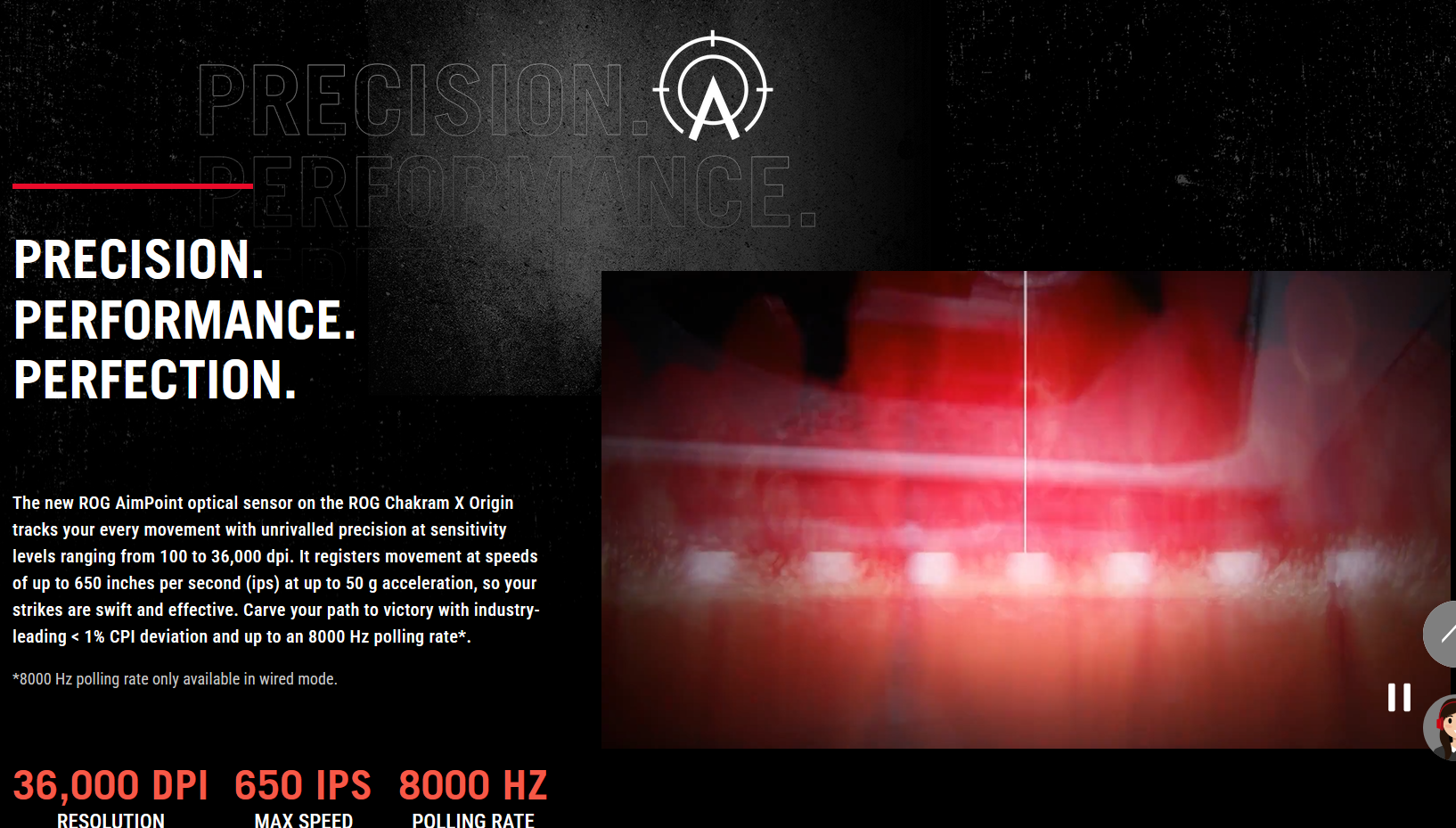 Asus P708 ROG Chakram X Origin Aimpoint 36,000 DPi Tri-Mode Wireless ...