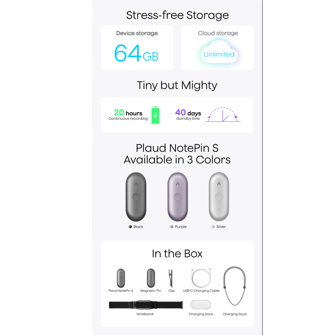 PLAUD NotePin S Wearable AI Note Taker – Smart AI Transcription ...