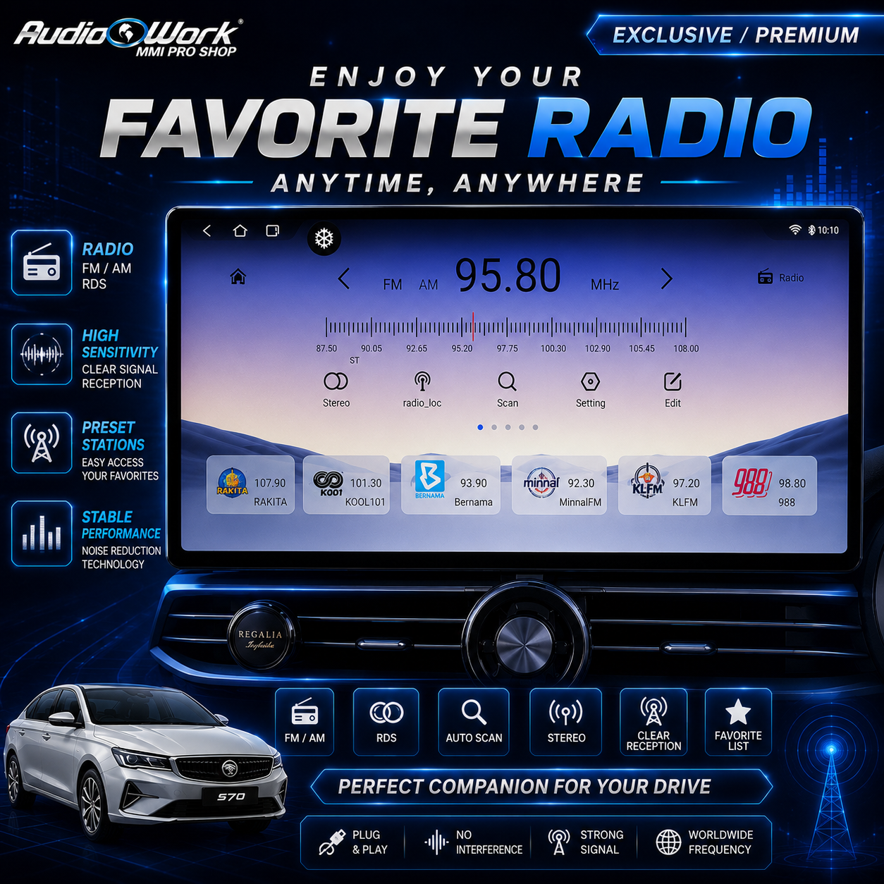 AudioWork Proton S70 2024-2026 12.8Inch Exclusive/Premiun Android 13 ...