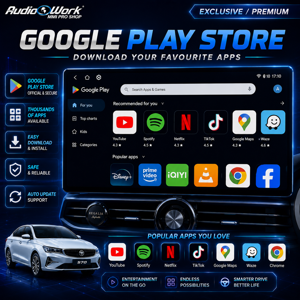 AudioWork Proton S70 2024-2026 12.8Inch Exclusive/Premiun Android 13 ...