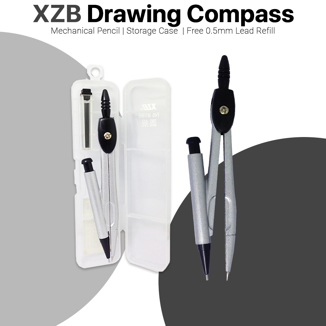 Mathematical Instrument Mechanical Pencil Compass + 0.5mm Lead Set ...