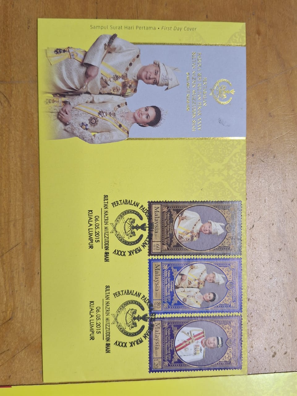 2015 Sultan Perak Sultan Nazrin Muizzuddin Shah 3v Stamp FDC official ...