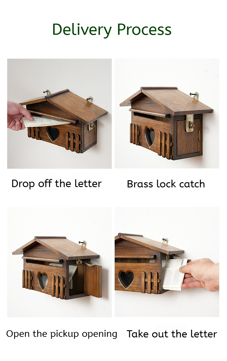 Wooden Cabin Mailbox Rustic Outdoor Rainproof Letter Box Suggestion Box ...