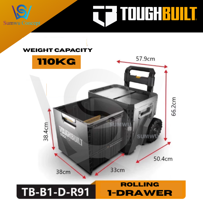 TOUGHBUILT StackTech Rolling 1/2/3-Drawer Locking Tool Box (TB-B1-B-R91 ...
