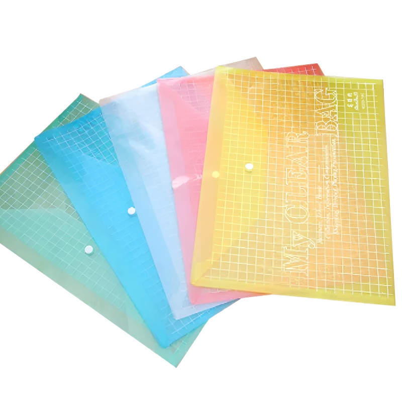 (20/100PCS) Transparent Button File Bag A4 Management Folder Paper ...
