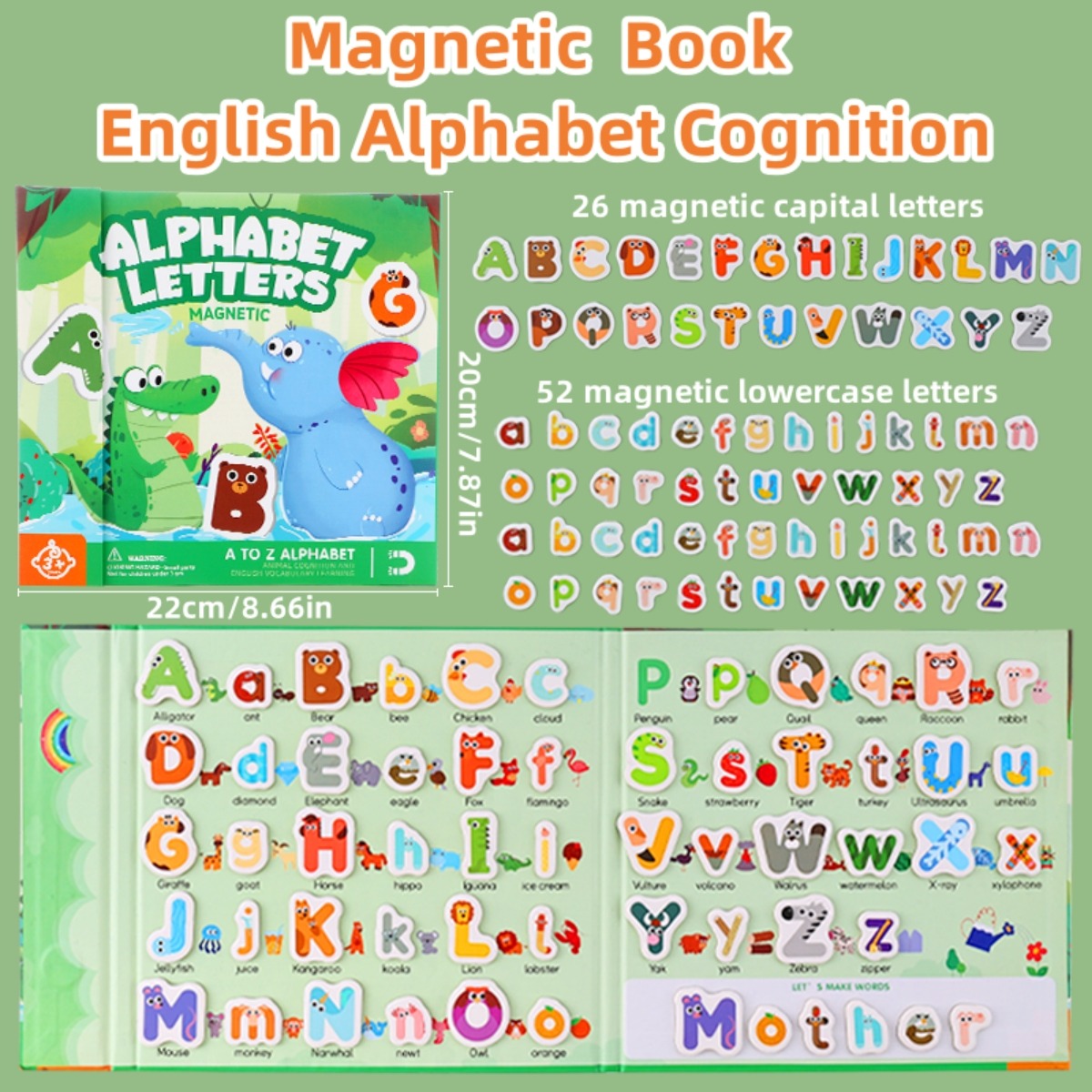 Oni Magnetic Alphabet Book ABC Letter Number Magnet Book Spelling Game ...