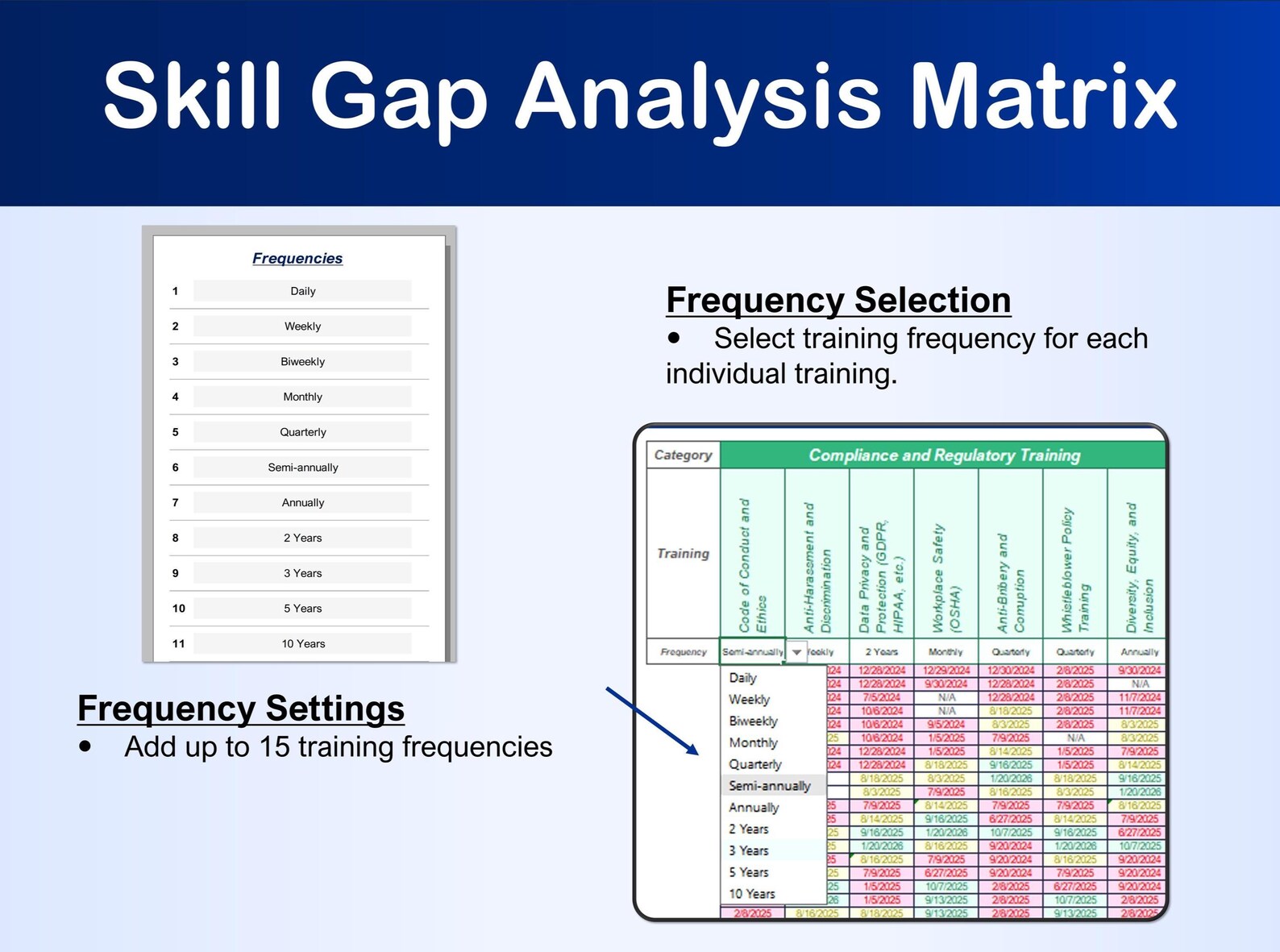 500 Staff Employee Training Matrix Tracker HR Compliance Excel & Google ...