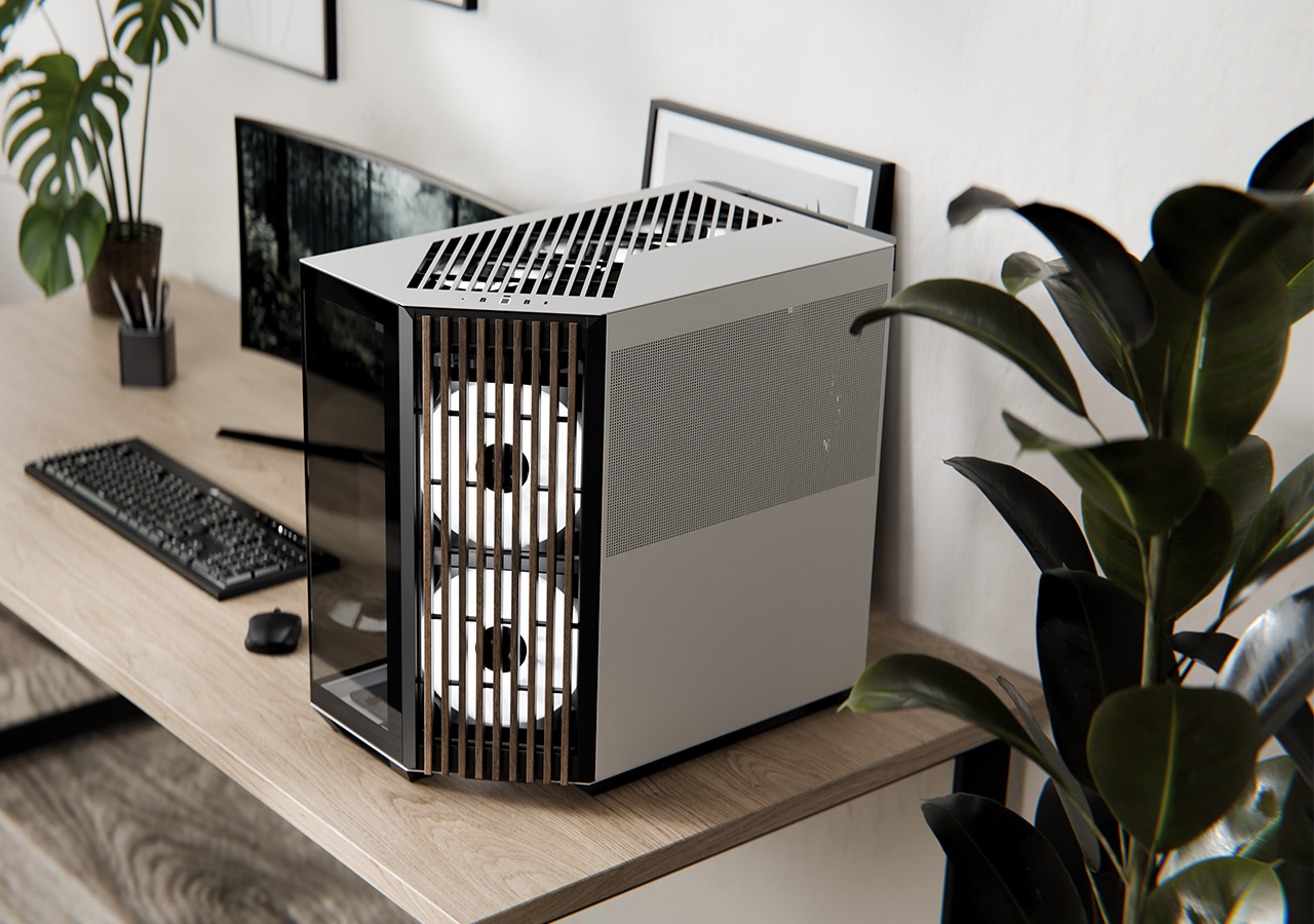 APNX V1 GAMING PC CASE - BLACK & WHITE / BLACK & WOOD - 1 Year Warranty ...