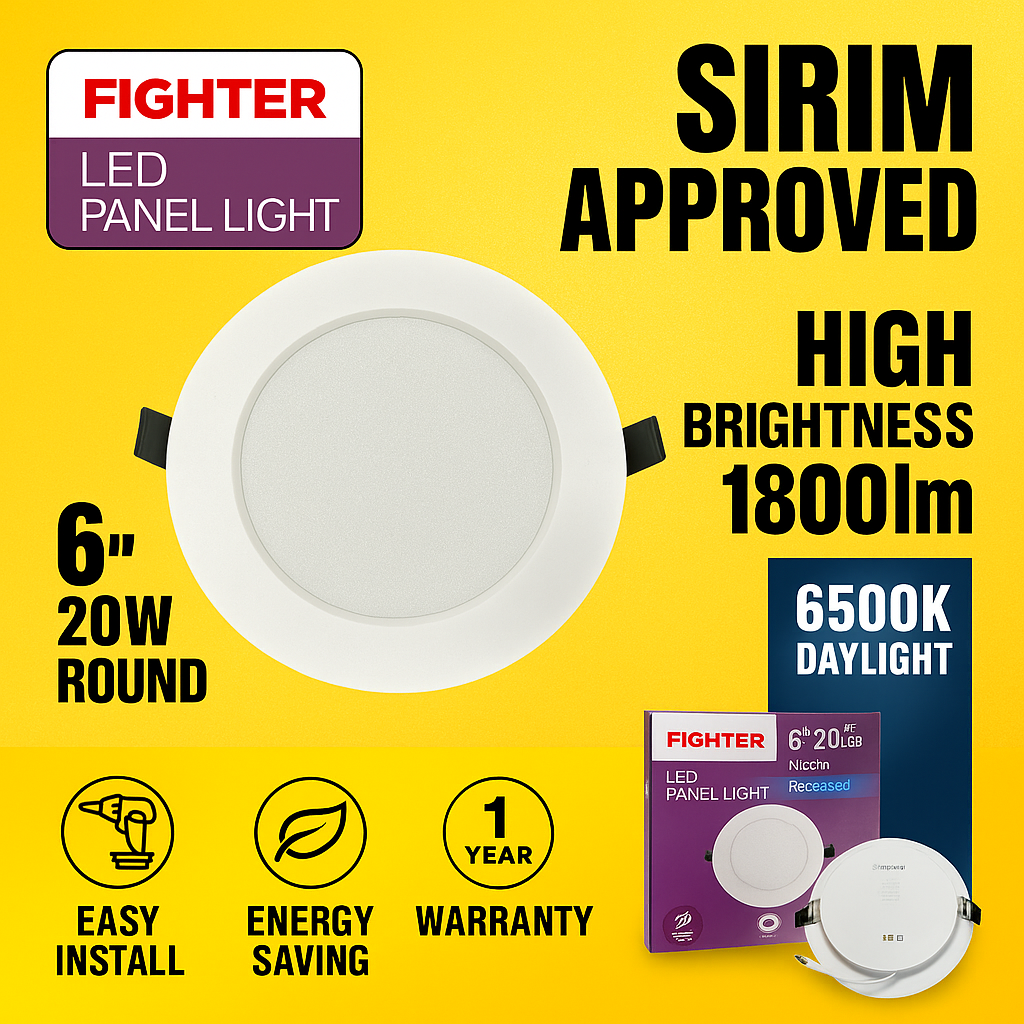 FIGHTER LED DOWNLIGHT LAMPU CEILING 4”12W | 6” 20WATT (6500K) LAMPU LED ...