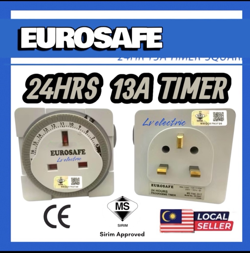 Multi Programmer Timer 13A SOCKET EUROSAFE/SUM sirim 🔥 | Shopee Malaysia