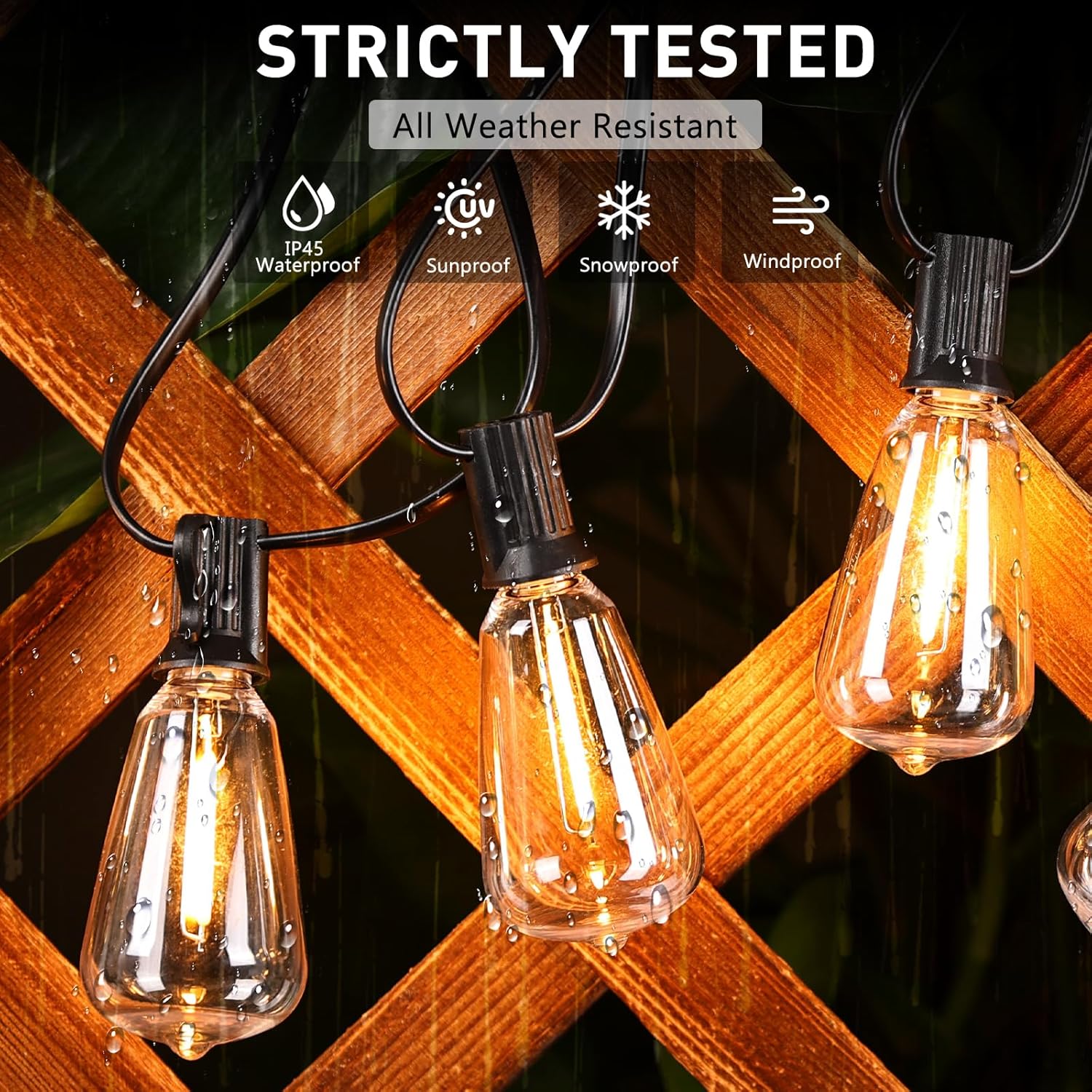 Dingdian LED Outdoor LED String Light 15M/48FT Patio Fairy Light String ...