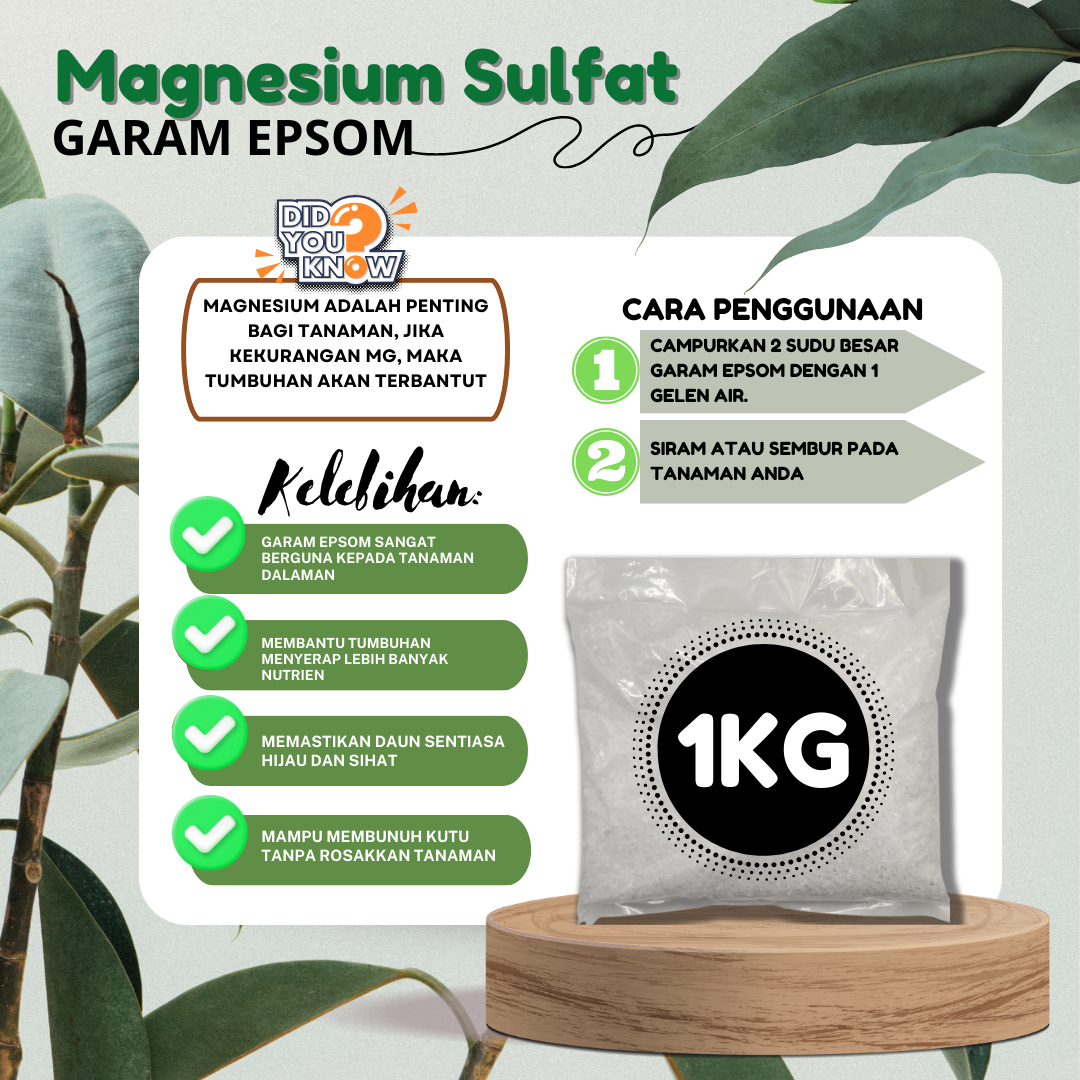 Epsom Salt Magnesium Sulfate 500g/1Kg Gardening Supplement High Purity ...