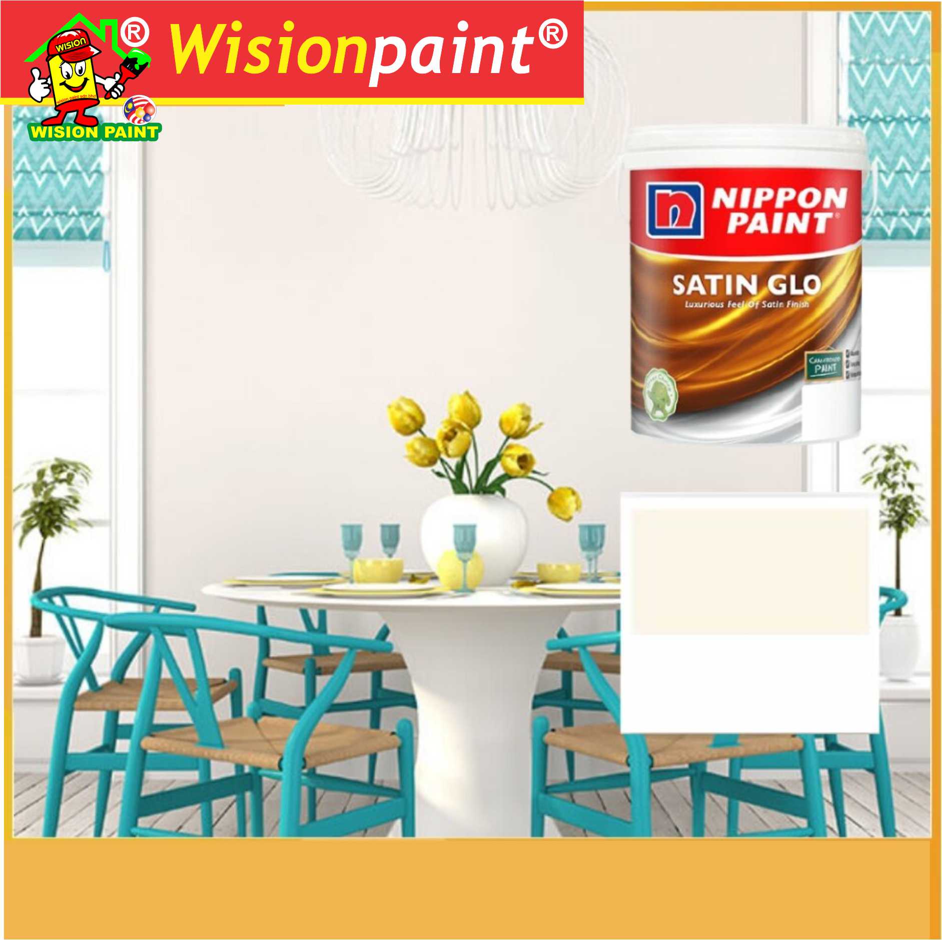 ( LIGHT COLOUR ) 18L NIPPON PAINT SATIN GLO Interior Wall + ( Free tool ...