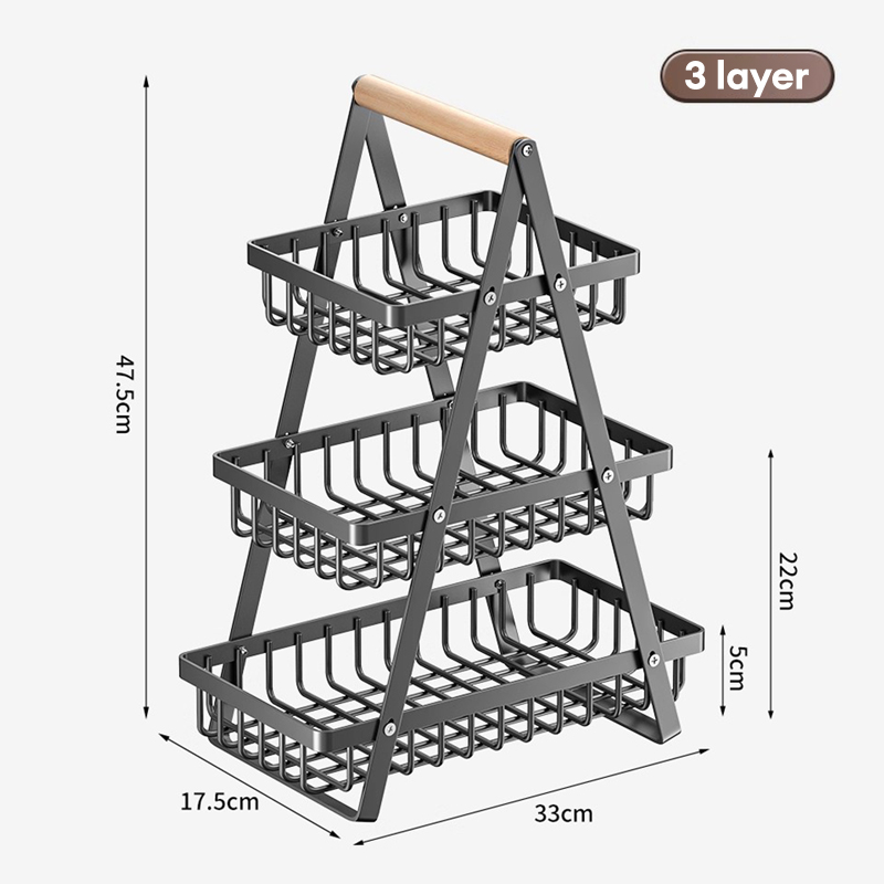 HM 2/3 Tier Onion Rack Detachable Fruit Basket Rak Dapur Storage Bawang ...