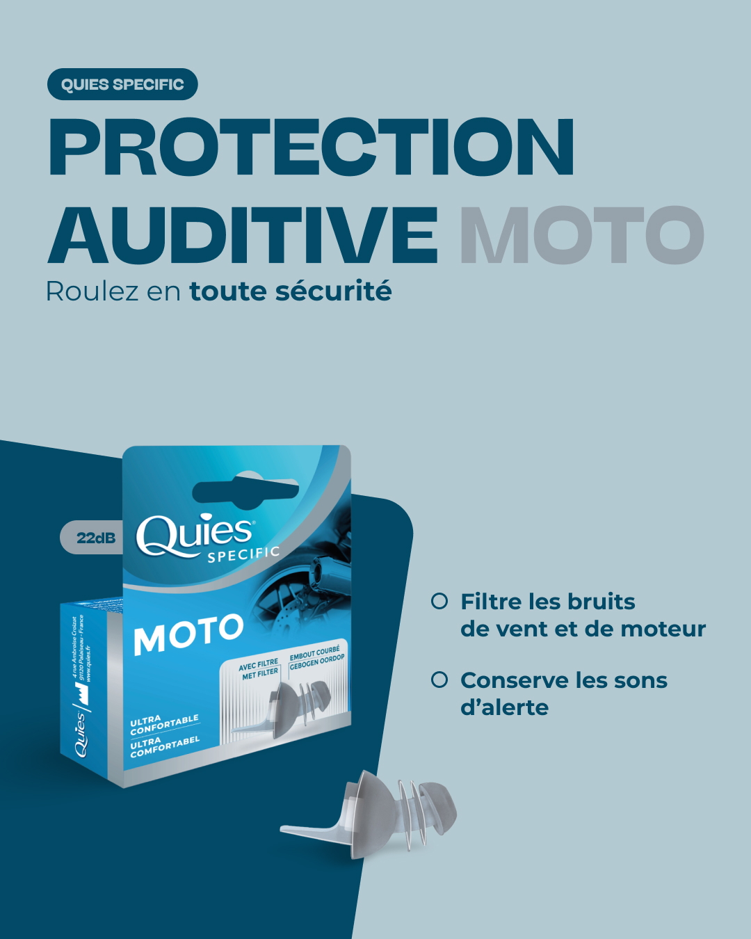 🇫🇷 France Quies Moto Earplugs, Reusable | Motorcycle Bike Riding Ear ...