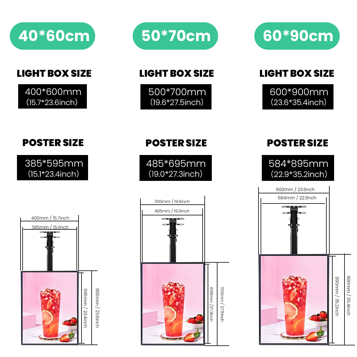 💯 LED Menu Board Display/LED Menu Board Adjustable Pole/LED Lightbox ...