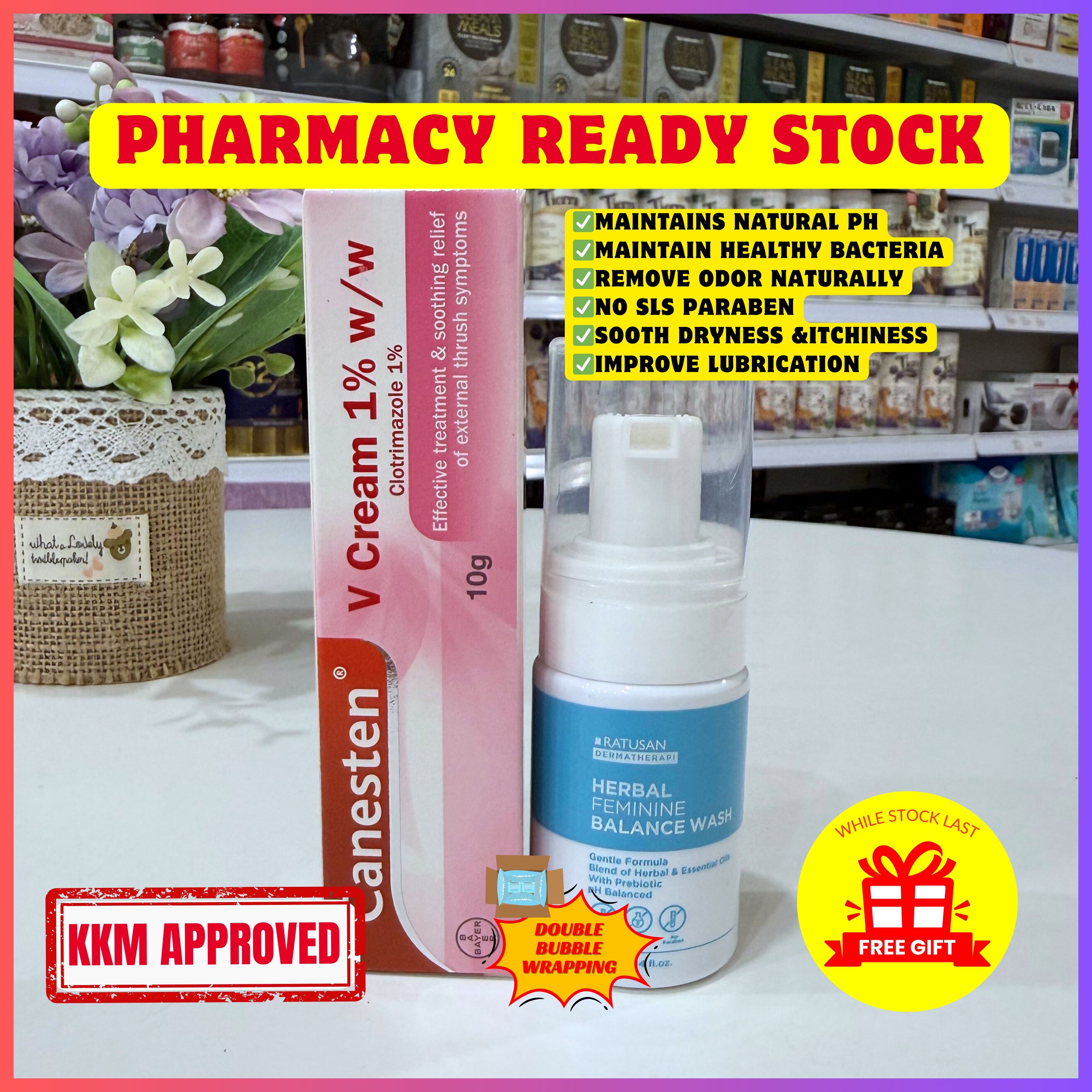 CANESTEN V CREAM 10g - VAGINAL THRUSH, CANDIDIASIS, JANGKIT KULAT FARAJ ...
