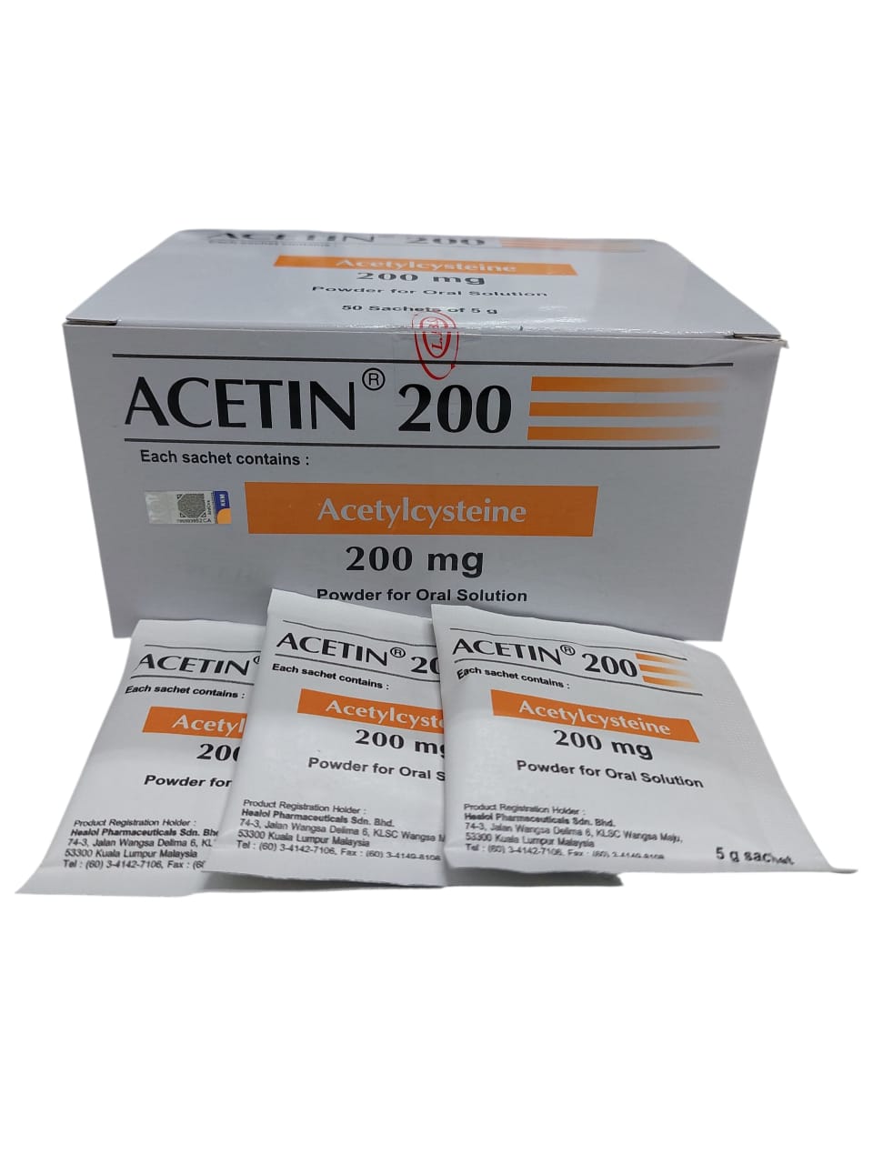 Acetin 200 (Acetylcysteine 200mg) 5g 50s/box | Shopee Malaysia