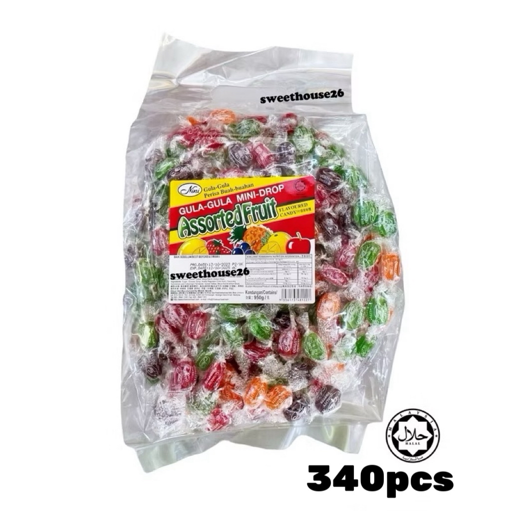 Mini Drop Candy 450pcs Halal strawberry Oren nenas anggur lemon ...