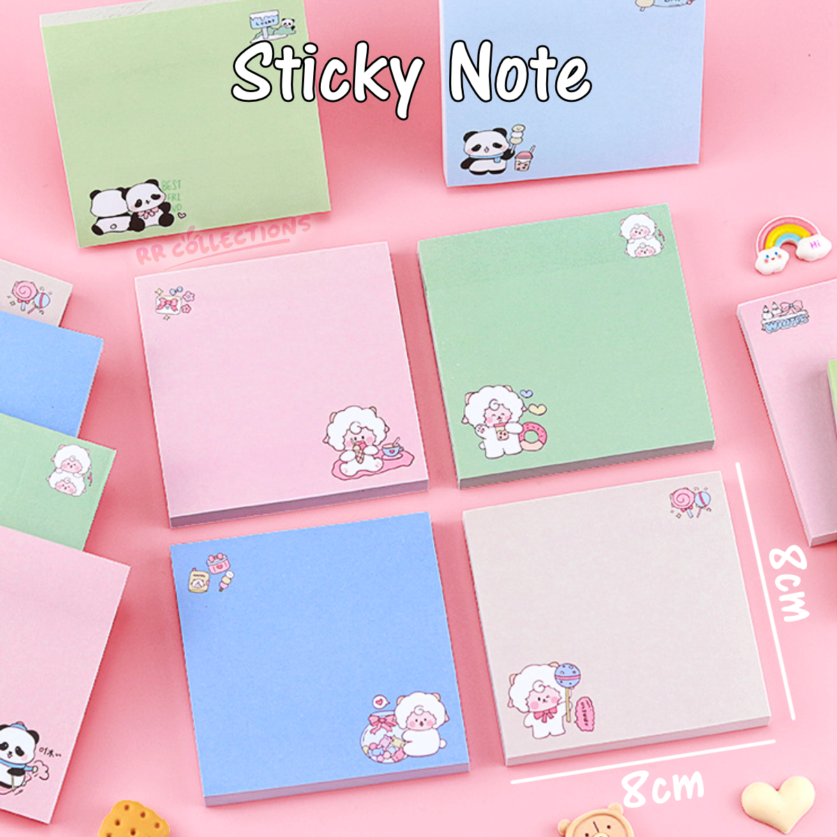 80 Sheets Sticky Notepad Panda Cartoon Fluffy Sheep Memo Pad 80 ...