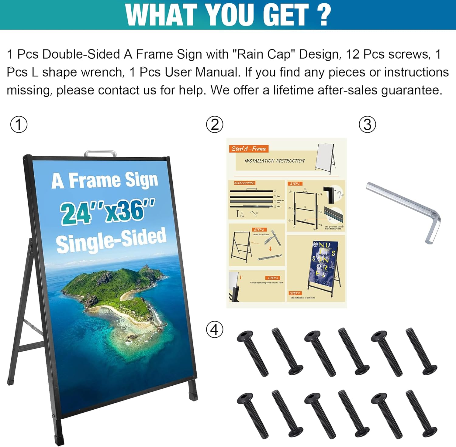 Large A-Frame Poster Stand Heavy Duty Metal Double Sided Signboard ...