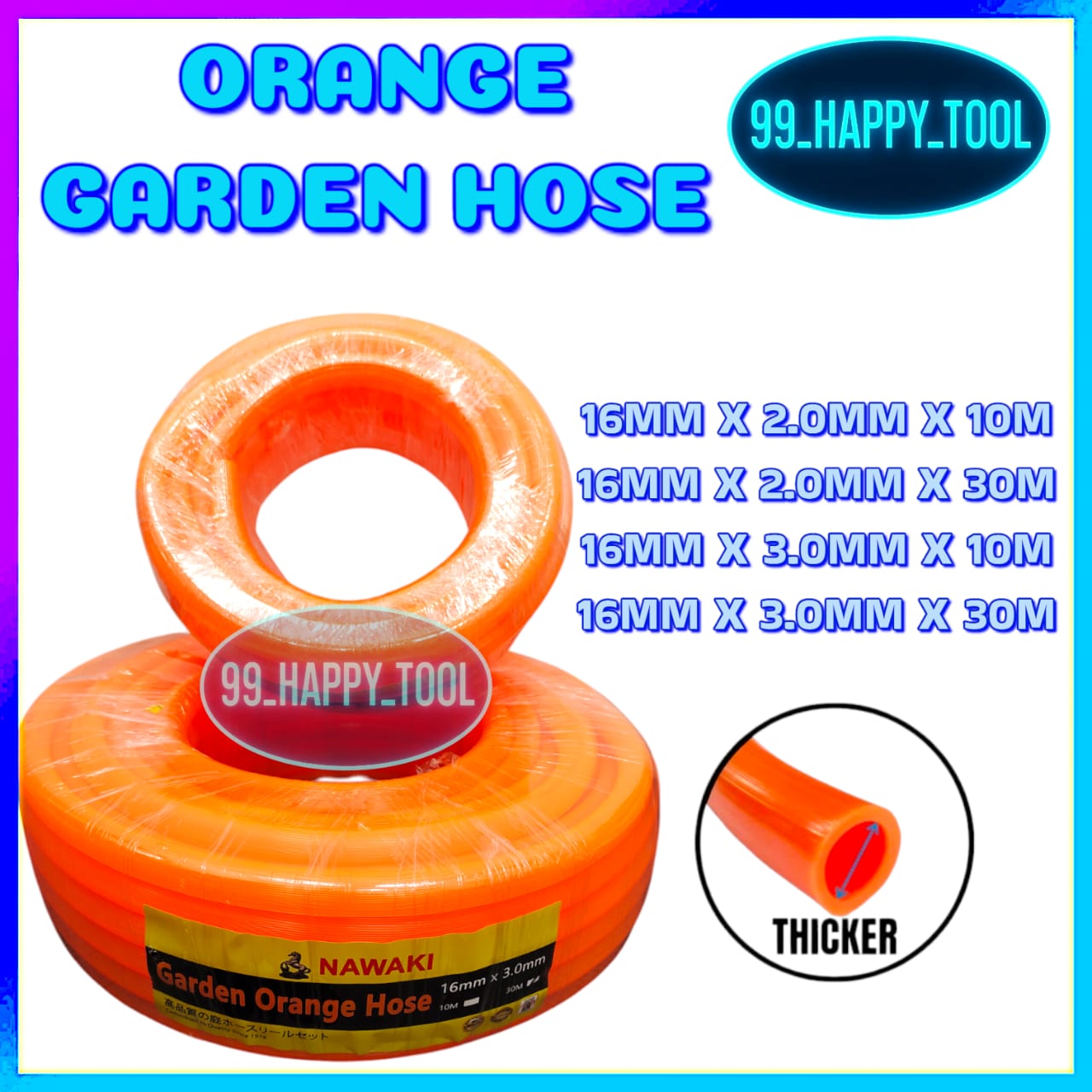 PVC Garden Hose Orange 10M/30M/ Paip Oren/Hose Oren 2.0MM/3.0MM ...