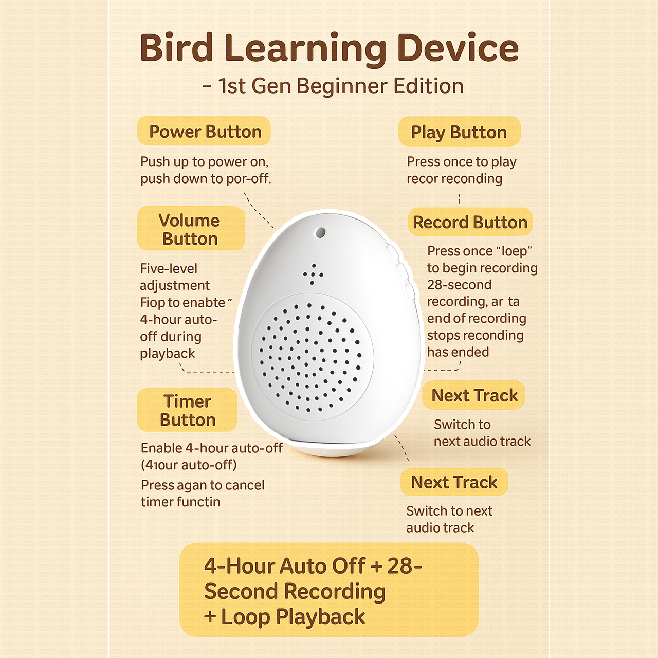 YOOSOPET Bird Learning Machine Parrot Talking Device Voice Training ...