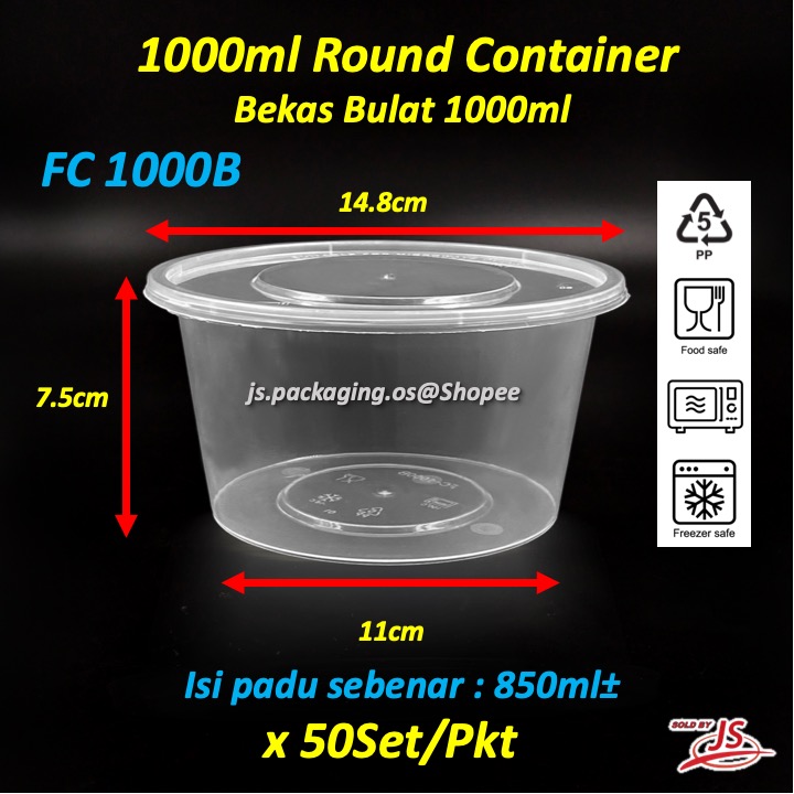Disposable Microwaveable Round Food Container with Lid Bekas Plastik ...