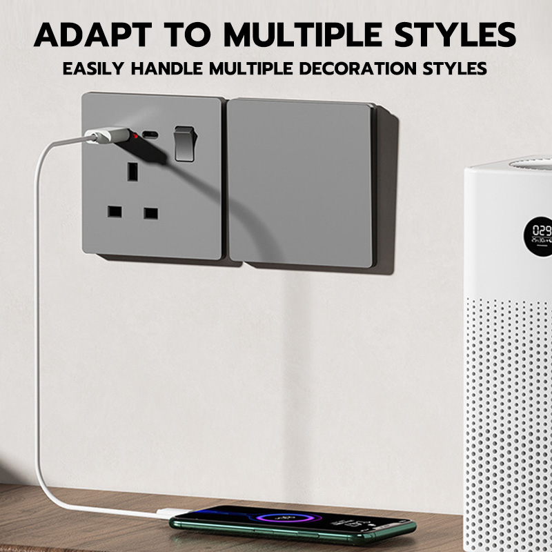 DIY MAX 13A Switch Socket Outlet 【USB + TYPE C】 USB Power Wall Plug ...