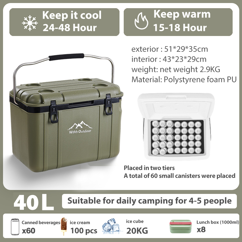 WTHB 40L Outdoor Cooler Ice Box Chest Insulated Camping Fishing ...
