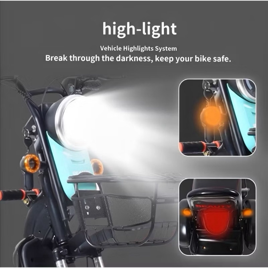 New Mini Electric bicycle 3 seater e bike elektrik basikal Three wheels ...