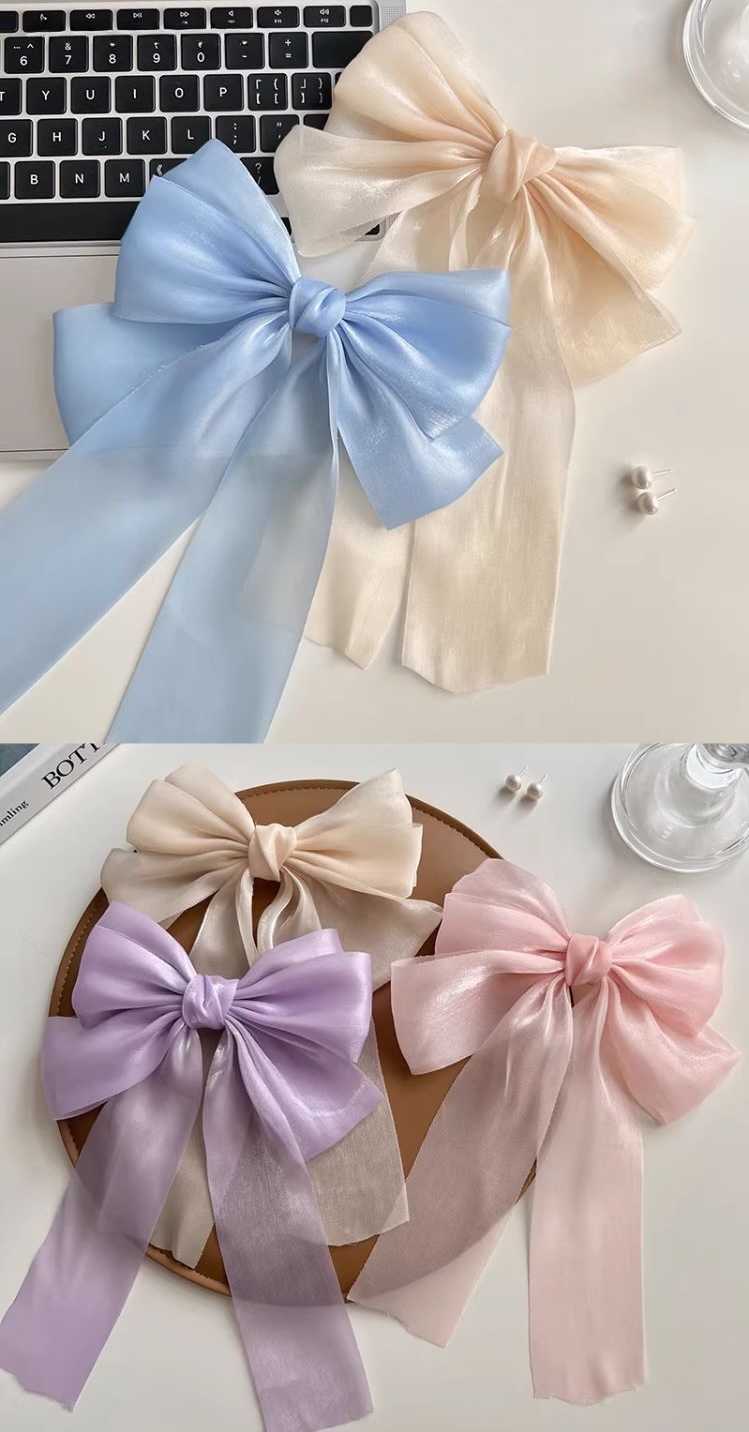 Klip Rambut🌸 甜欲网纱蝴蝶结发夹 Bow Hair Clip Ribbon 人鱼姬蝴蝶结发夹头饰 Spring Sweet ...
