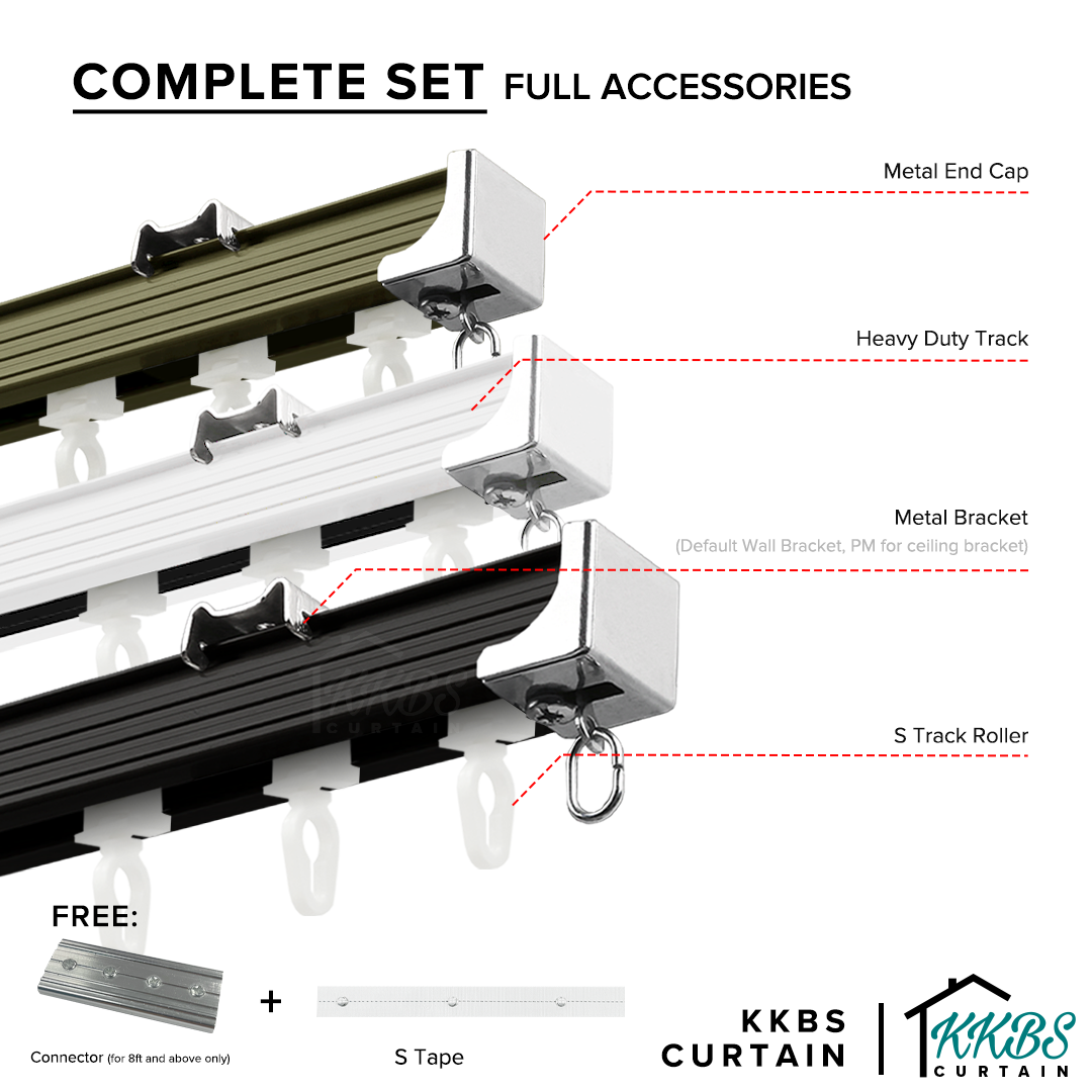 KKBS CURTAIN Verody Heavy Duty S Track/Ripple Fold Curtain Railing ...