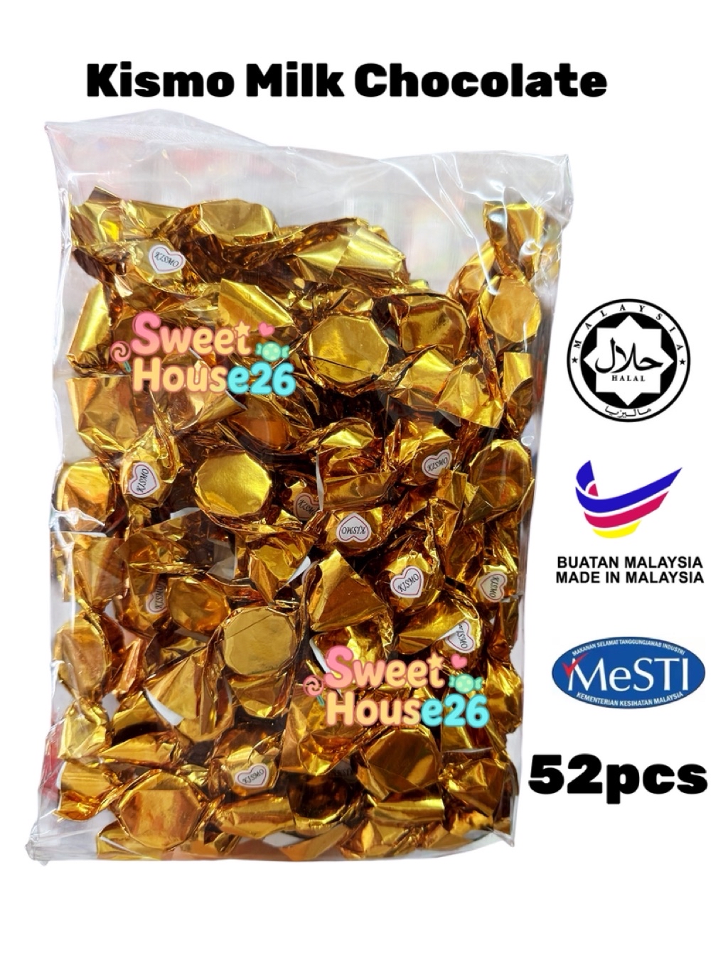 Kismo Milk Chocolate Coklat Golden Kismo 52pcs Halal | Shopee Malaysia