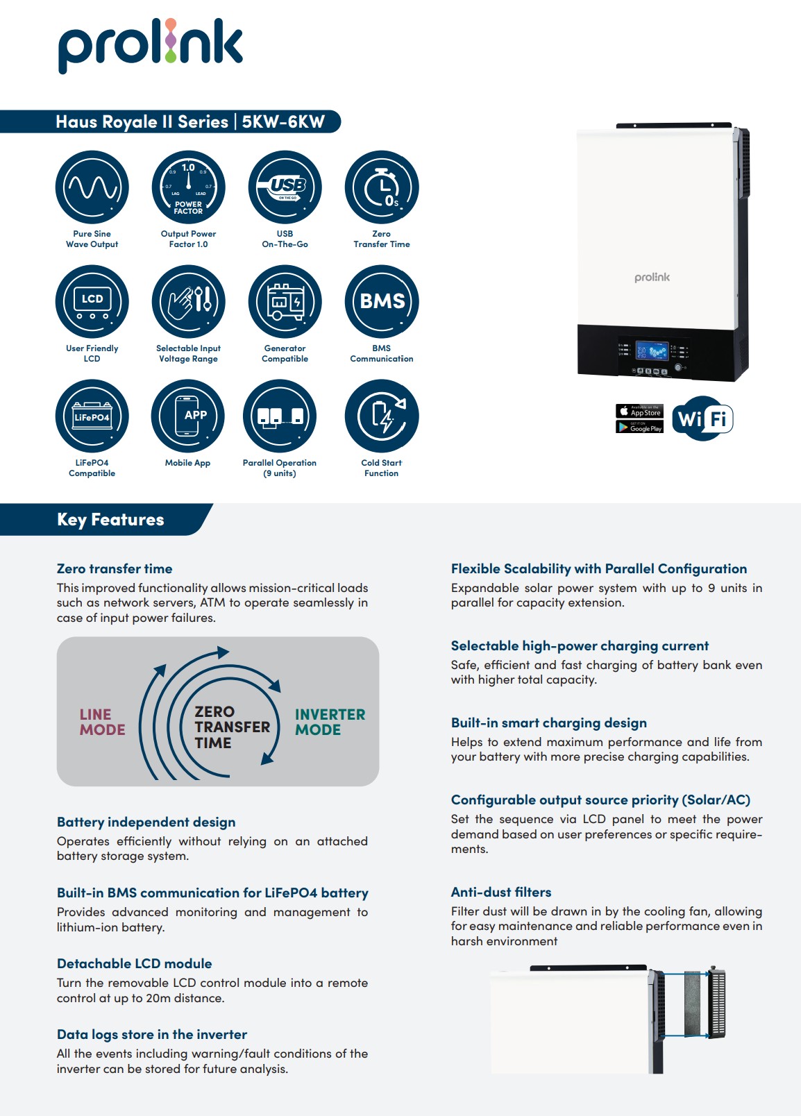 Prolink Haus Royale II Series - 5KVA Hybrid Off-Grid Solar Inverter ...