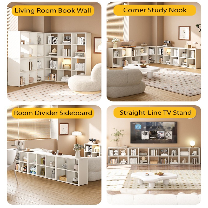 𝐆𝐫𝐞𝐞𝐧 𝐋𝐞𝐚𝐟 Multipurpose Grid Rack DIY Bookshelf rak buku Wooden ...