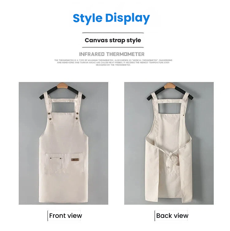 Korea Style Apron Kitchen H-Type Strap Denim Unisex With Front Pocket ...