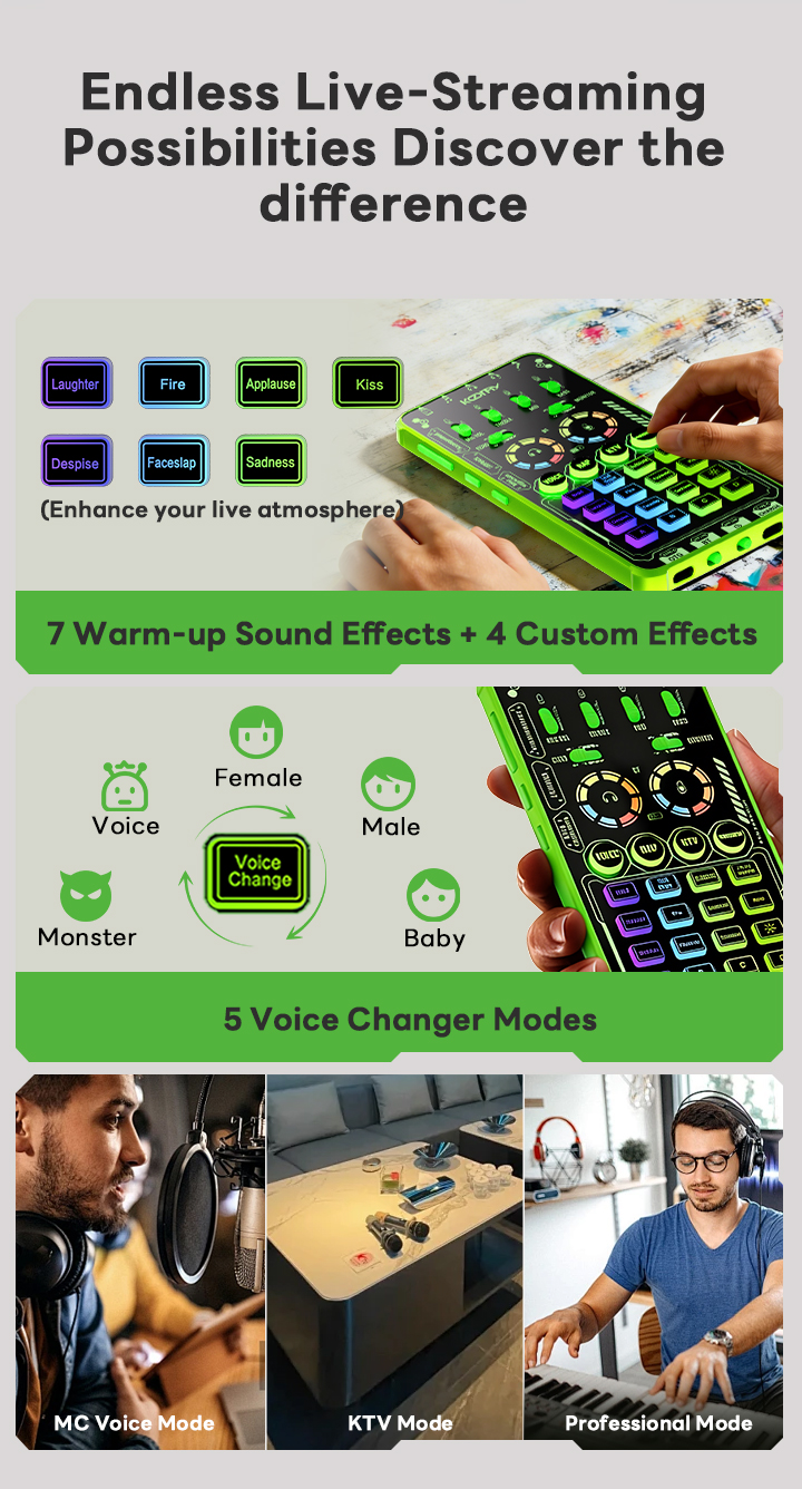 Koorfly X9 Sound Card Set Full Set, Microphone Mixer Audio Noise ...