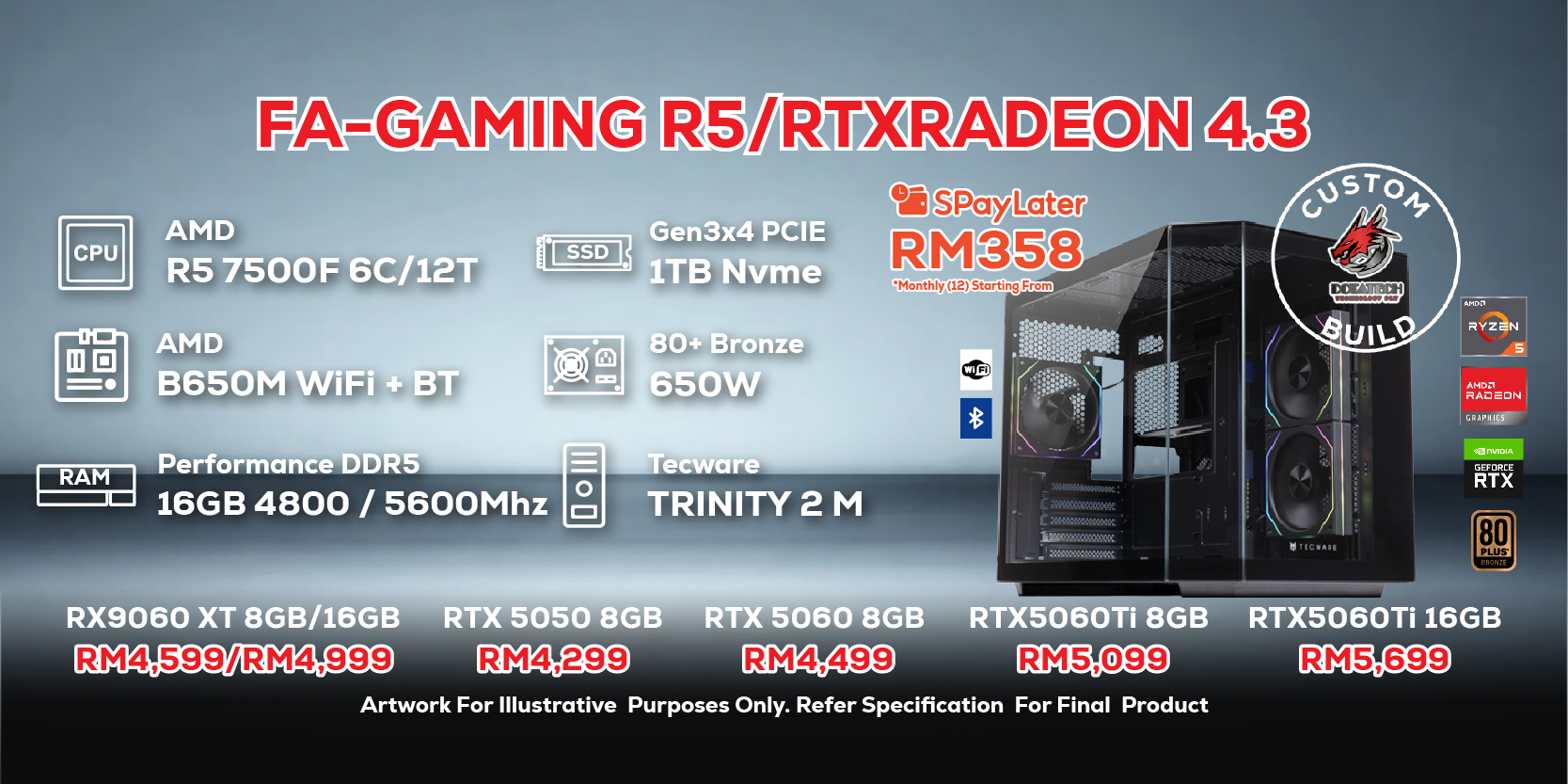 # DOTATECH FA-GAMING R5/RTXRADEON 4.3 - PC GAMING PACKAGE / 16GB DDR5 ...