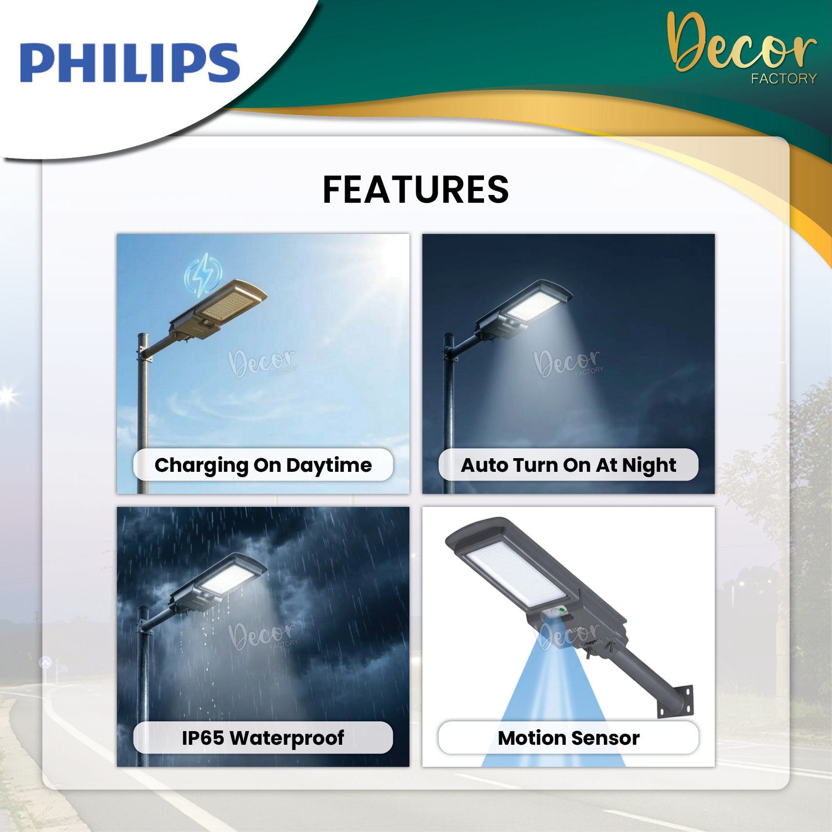 PHILIPS BRC050 BRC010 Solar Street Lighting Outdoor 100W 200W 400W ...
