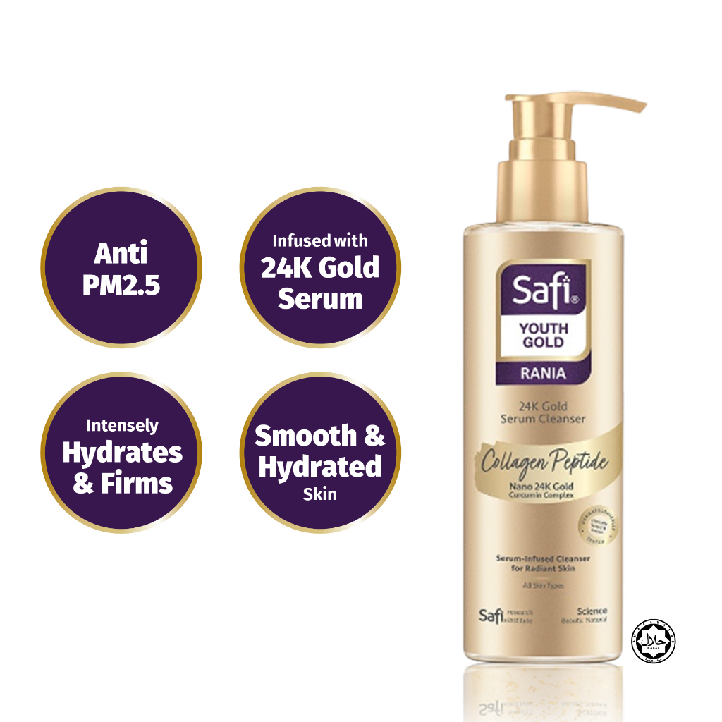 SAFI Youth Gold Rania 24K Gold Serum Cleanser 150ml │Serum-Infused ...