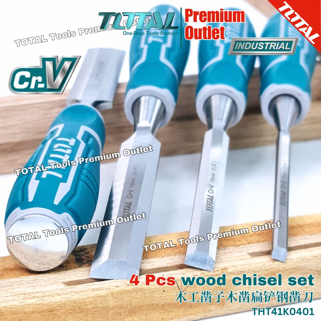TOTAL Tools 4pcs Cr-V Wood Chisel Set, Durability for Your Woodworking ...