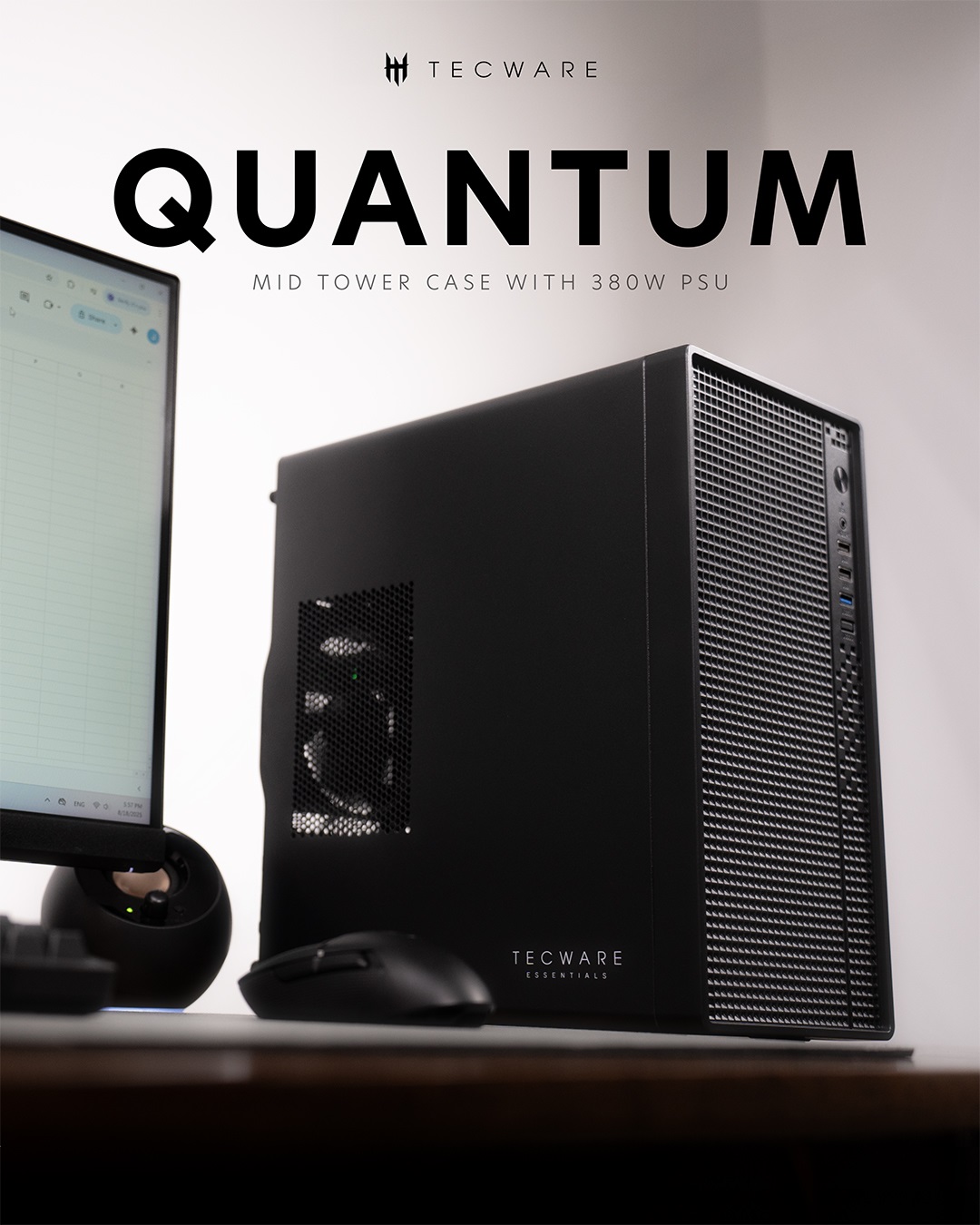 Tecware Essential Quantum mATX Computer Casing (Presintalled 380W PSU ...