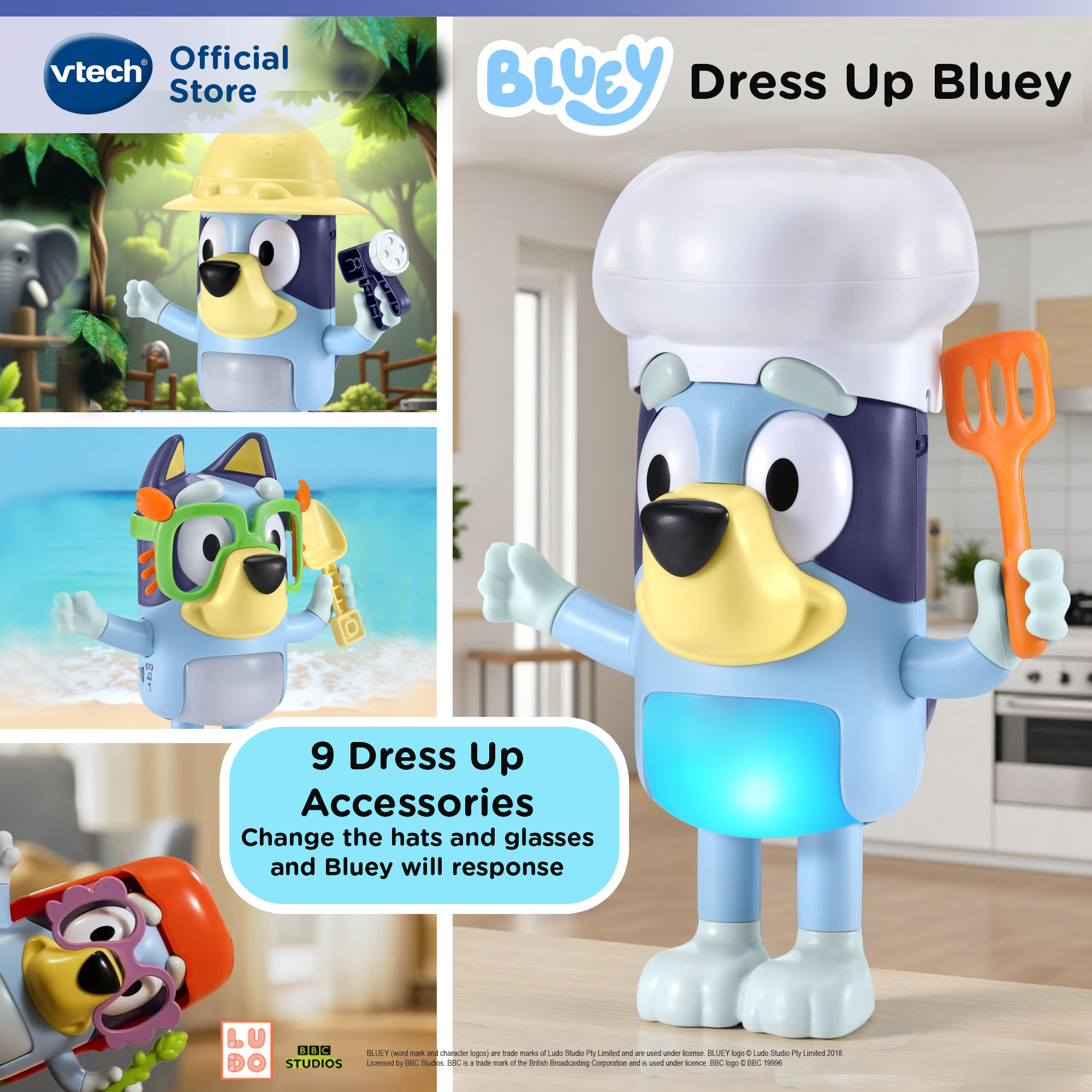 VTech Bluey Dress Up Bluey Interactive Role Play Toys Doll ...