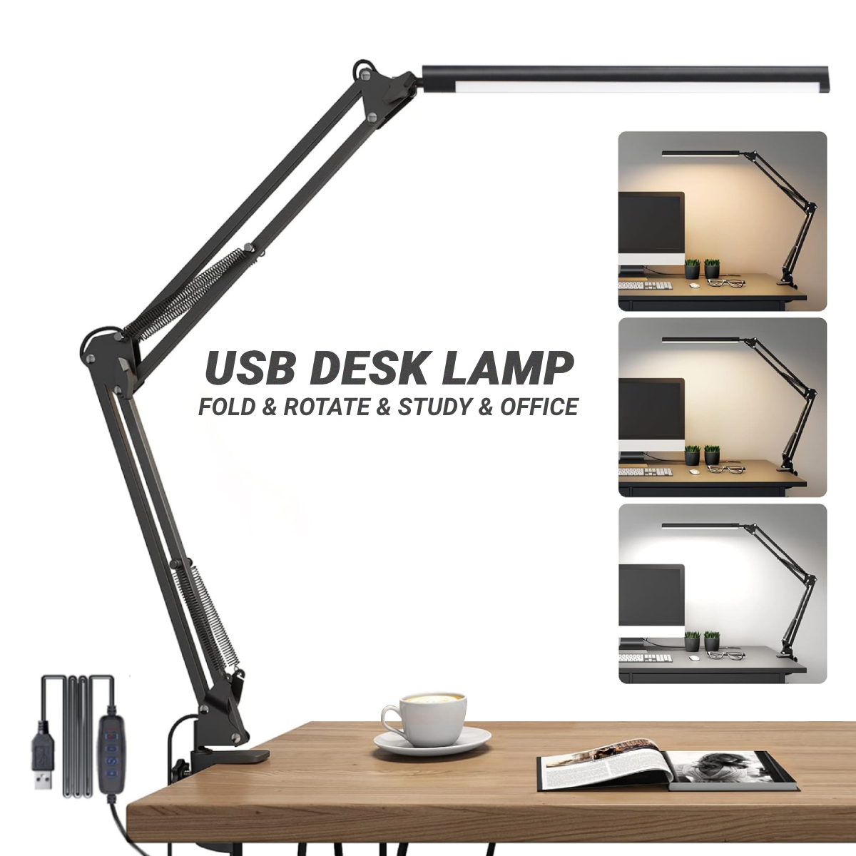 Table Lamp,Led Desk Lamp With Rotatable,3light Colors-Lampu Meja,Home ...