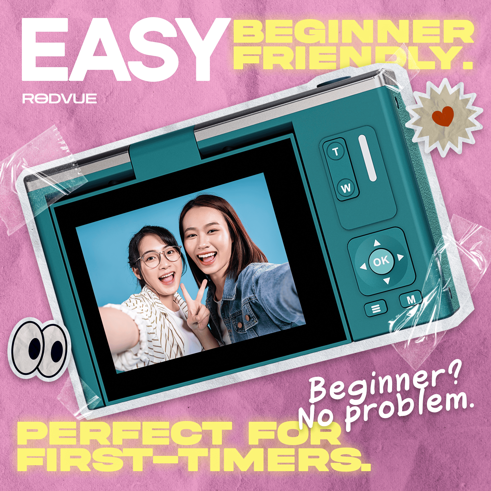 [Free 32GB] RODVUE N8, Flip Screen Digicam, 64MP Photo Output, 5K Photo ...