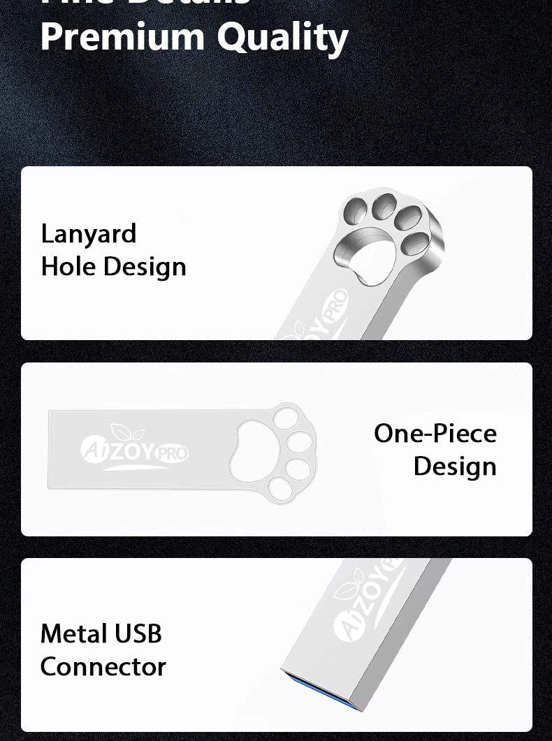 AIZOYPRO Cute Metal USB Flash Drive 128GB 64GB 32GB 16GB USB 2.0 ...