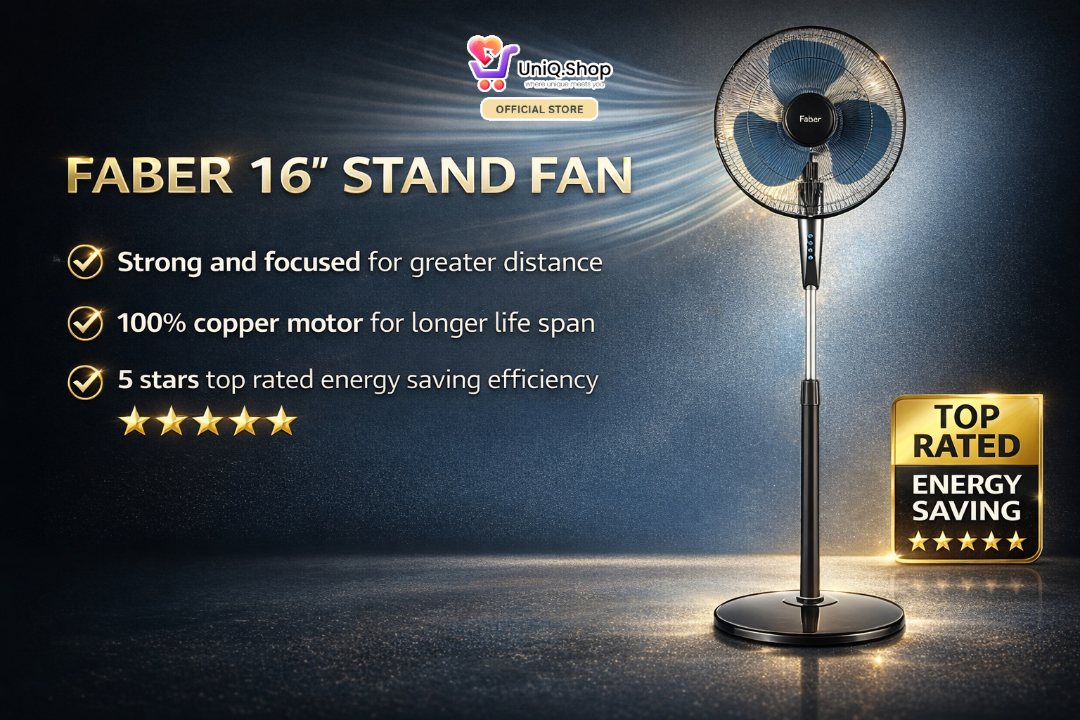 [5 Bintang] Faber Kipas Berdiri Angin Kuat 16” | FSF VIENTO 1640 Stand ...